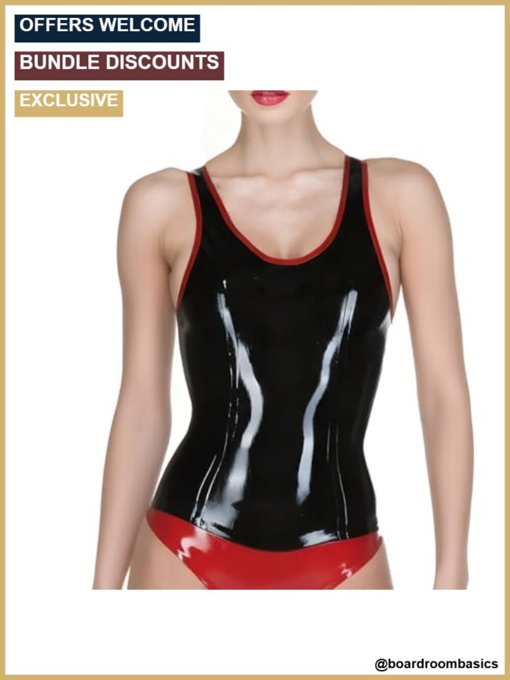 Latex Sleeveless Camisole Rubber Vest Low Neck Top High Stretch